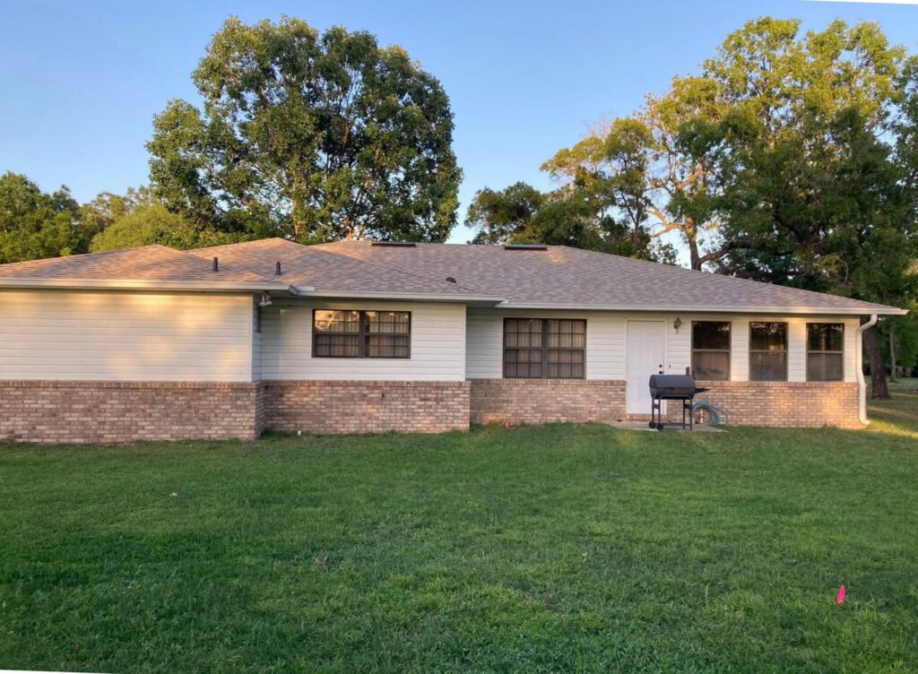 A single-story home before roof repair