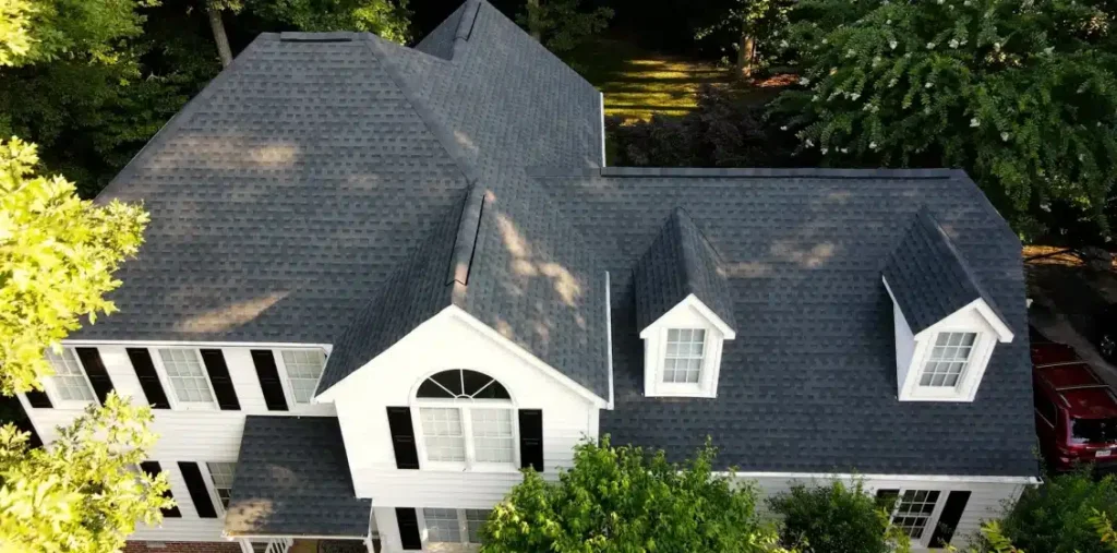 GAF Timberline Charcoal shingles, close up